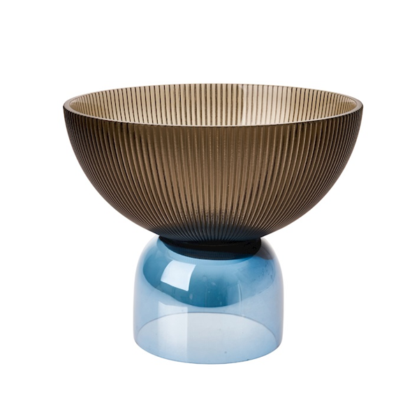 Pozzi Milano - Glass Centrepiece ø22, H18cm in Coffee /Blue