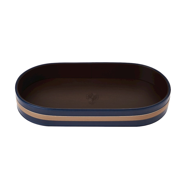 Pozzi Milano - Oval Tray in Leather, 37.5cm x18.5cm x 5 cm - Brown