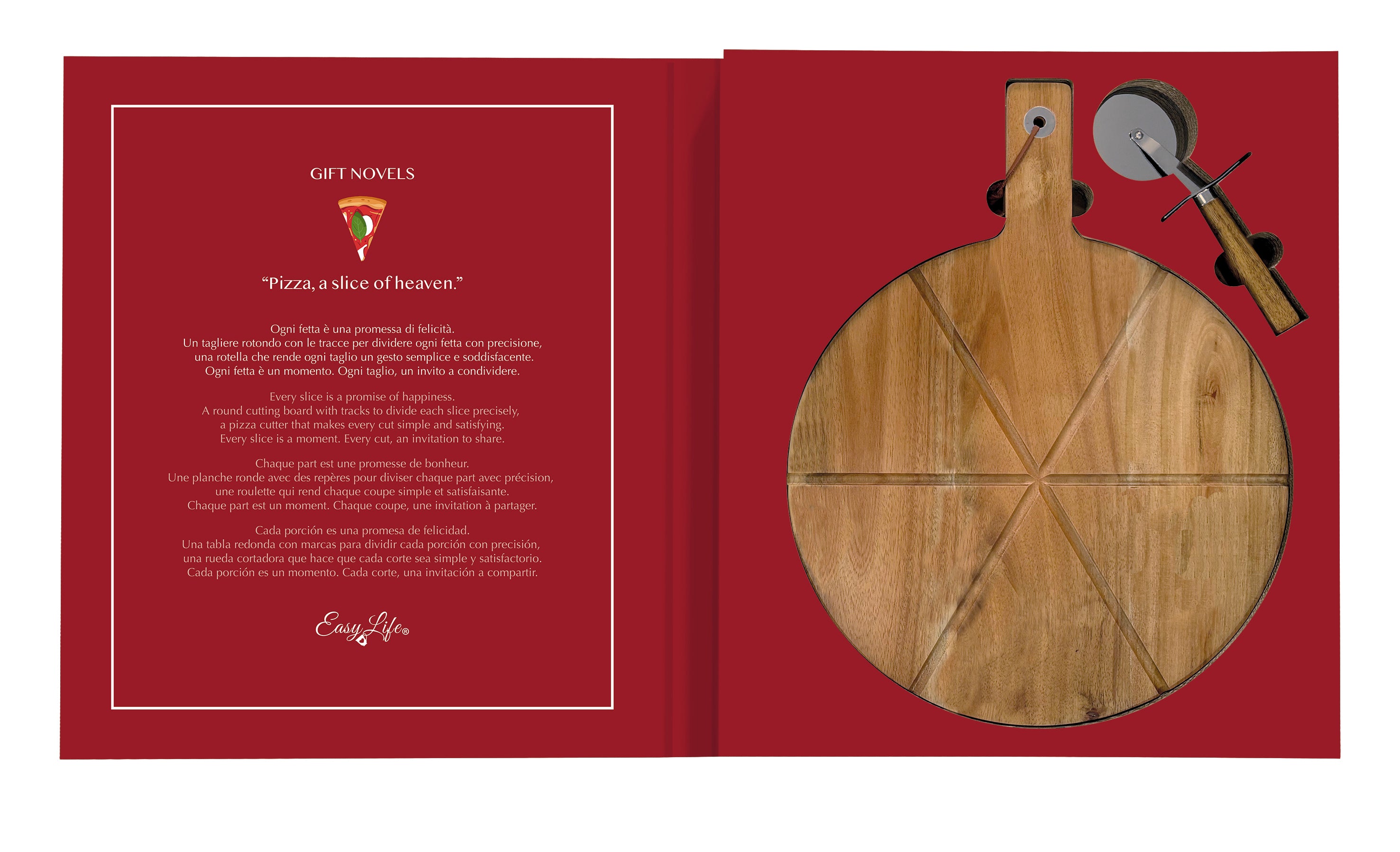 Pozzi Milano - Pizza Gift Set with Board and Cutter - Novel Gifts