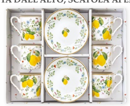 Pozzi Milano - Set of 6 Coffee Cups & Saucers in Gift Box - Fleur et Citrons