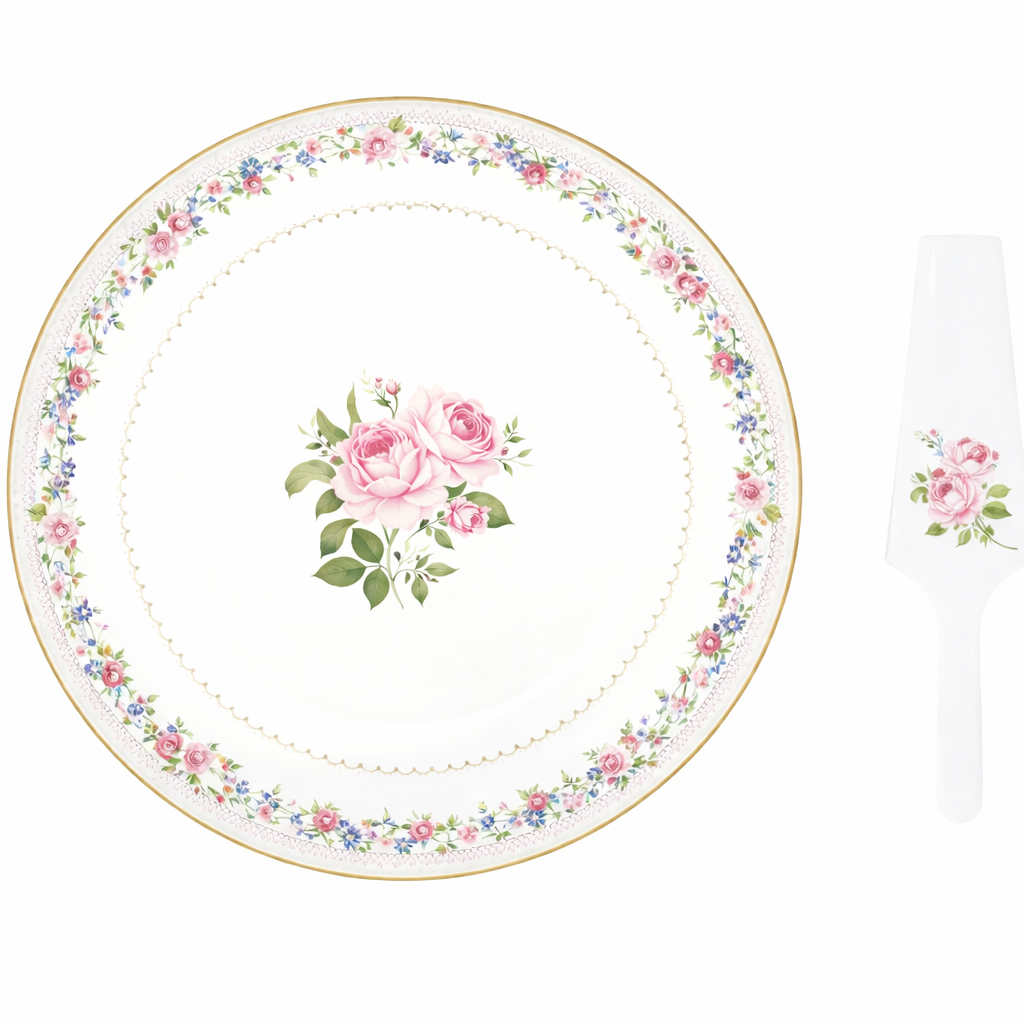 Pozzi Milano - Porcelain Cake Plate - Chant Des Roses