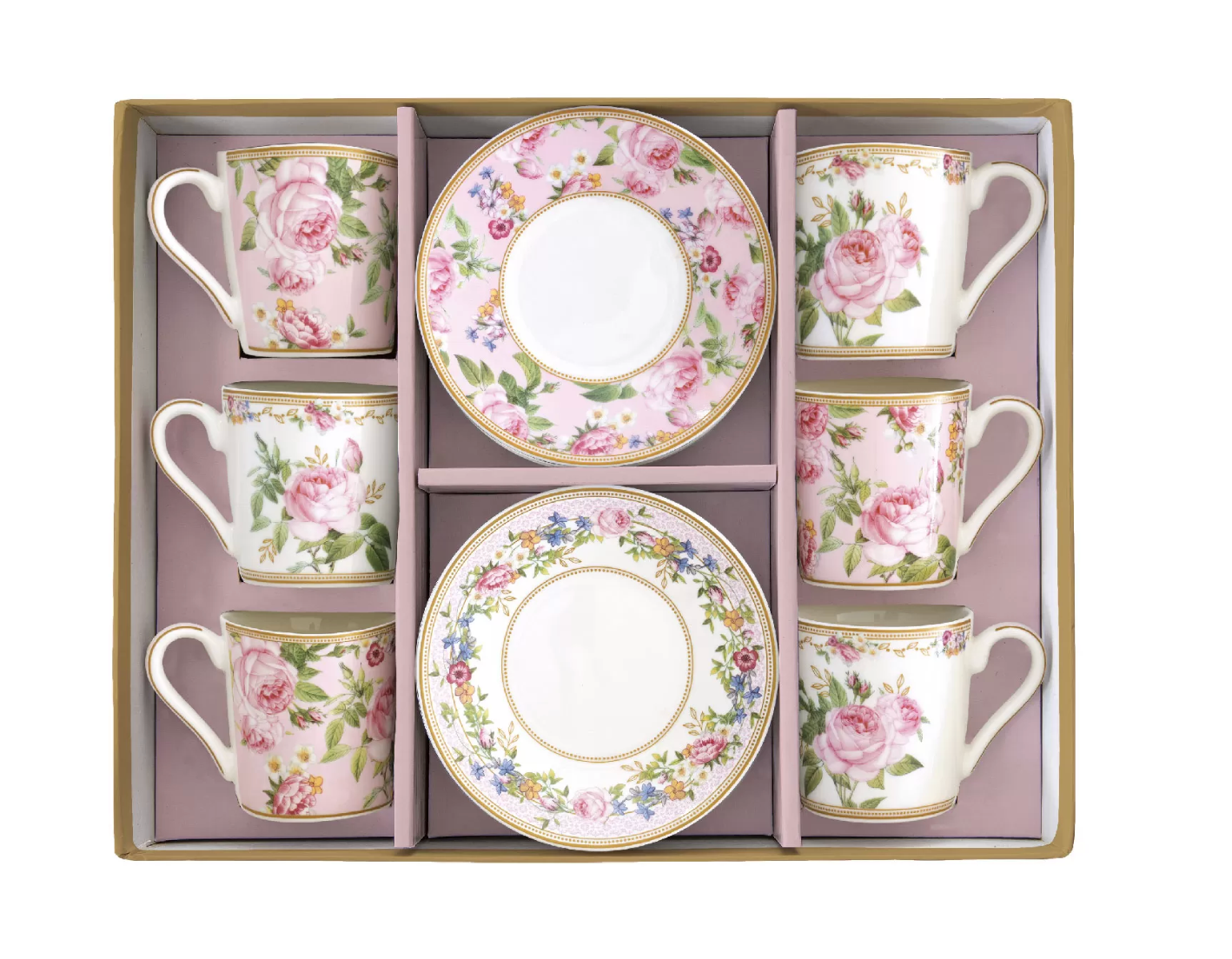 Pozzi Milano - Set of 6 Coffee Cups in Gift Box - Chant Des Roses