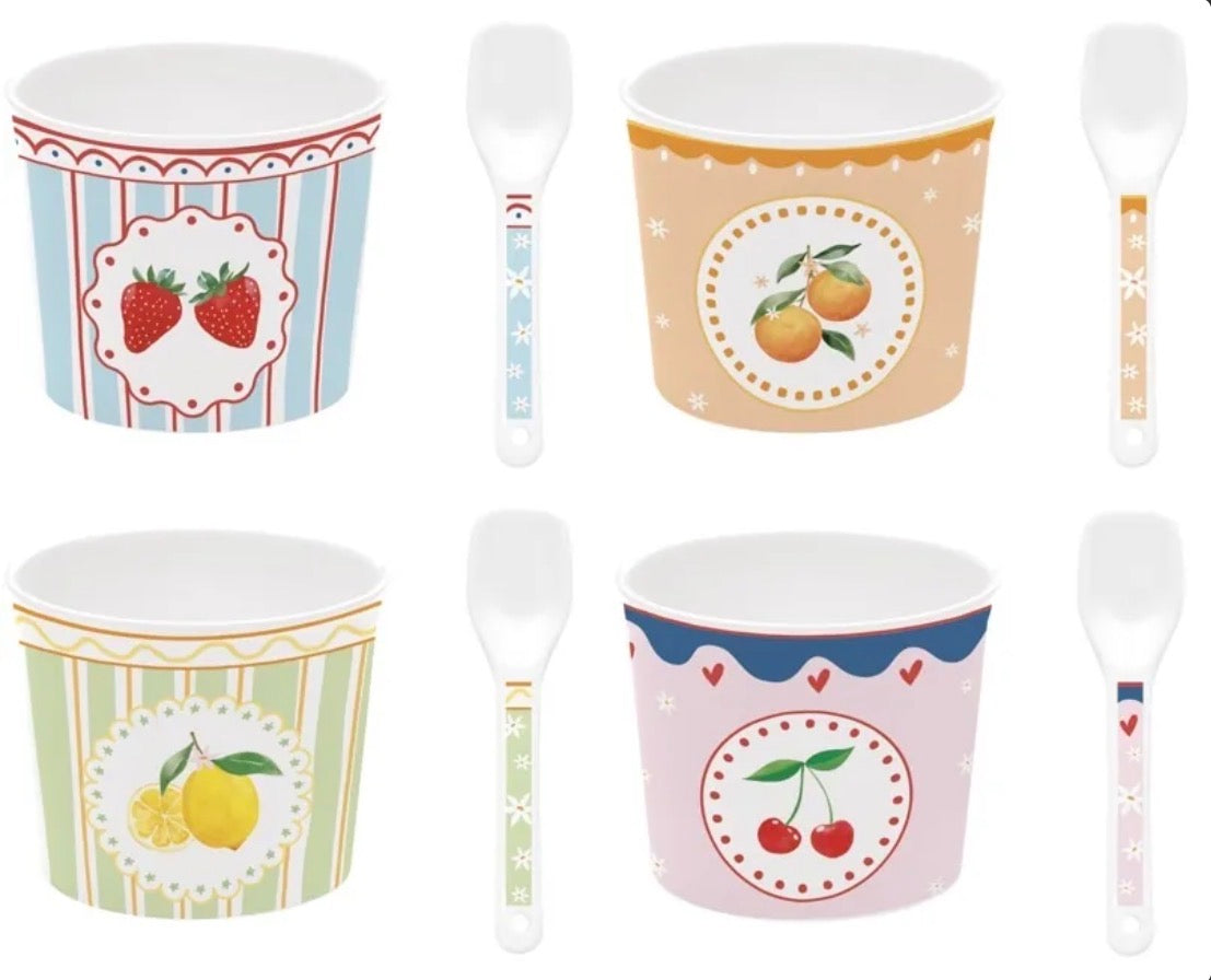 Pozzi Milano - Ice cream Bowl With Spoon in Gift Box - Fruit Mania