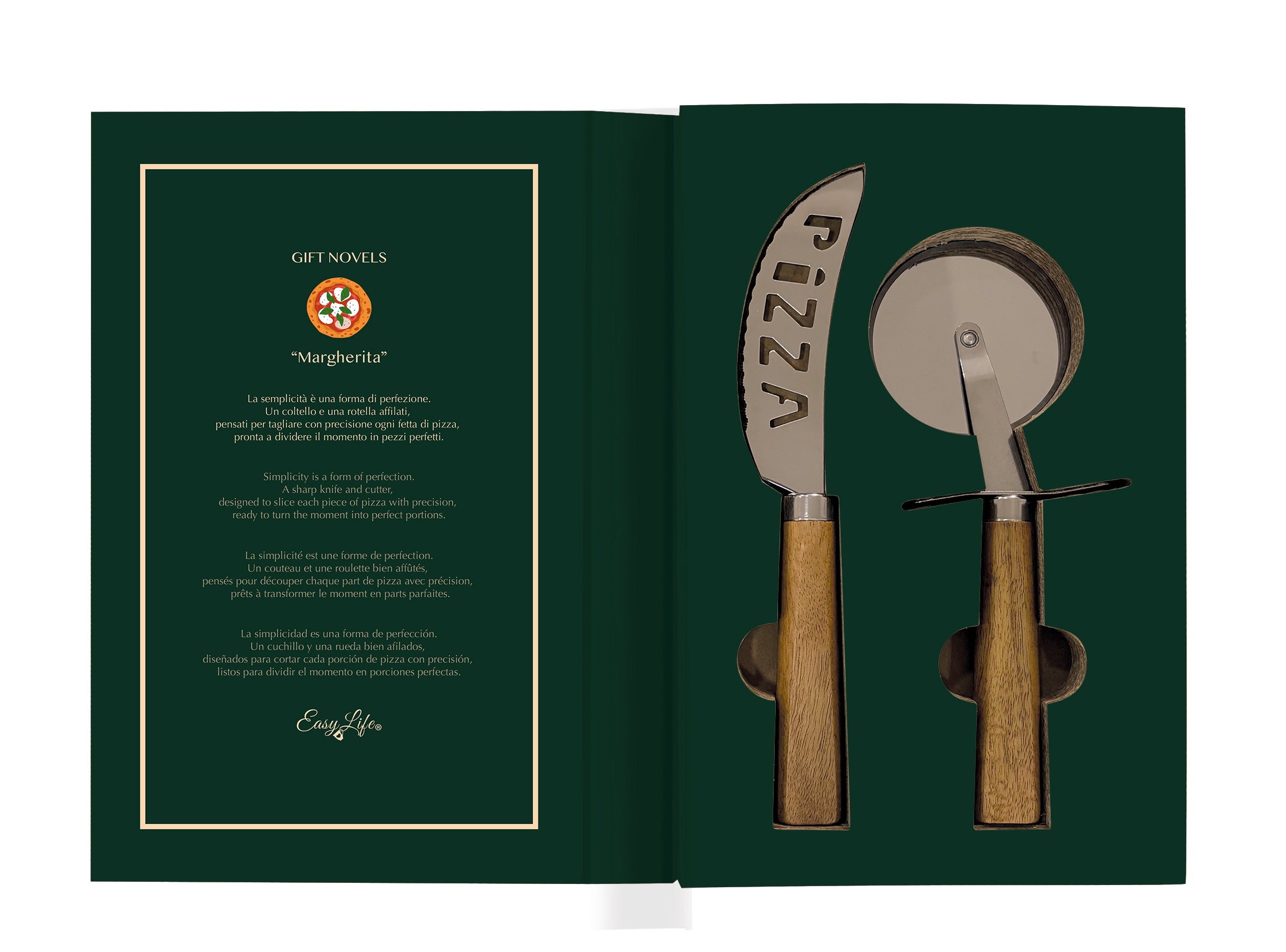 Pozzi Milano - Pizza Gift Set with Knife and Cutter - Novel Gifts