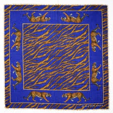 Halcyon Days - Tiger Cobalt Scarf 120 X120cm 100% Wool