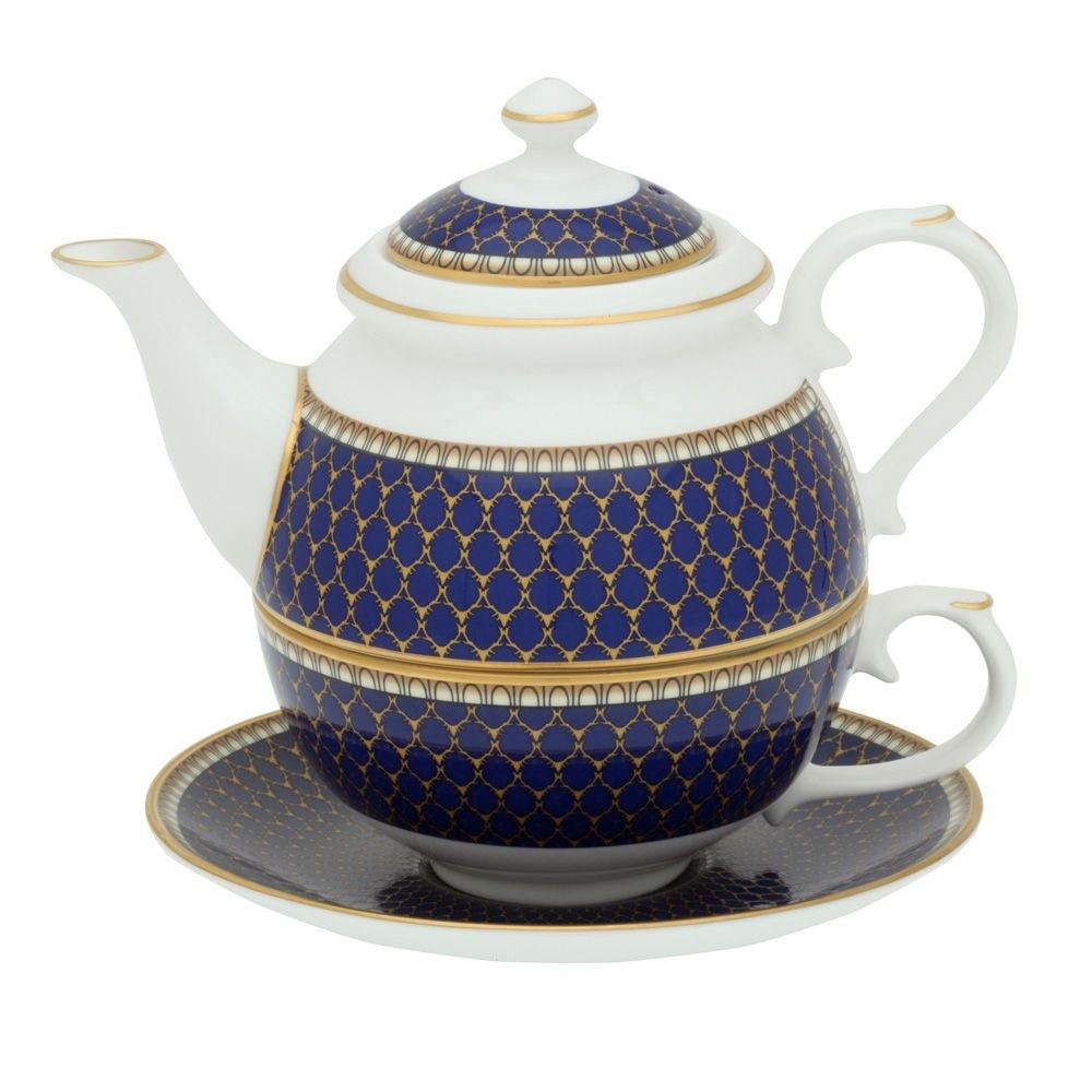 Halcyon Days - Antler Trellis - Tea For One - Midnight Blue
