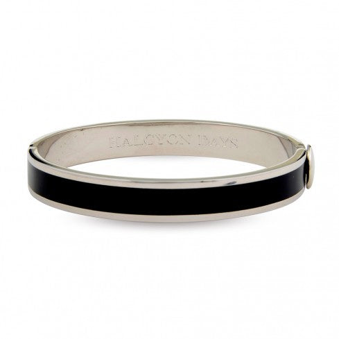 Halcyon Days - Plain 1cm Bangle Black & Palladium