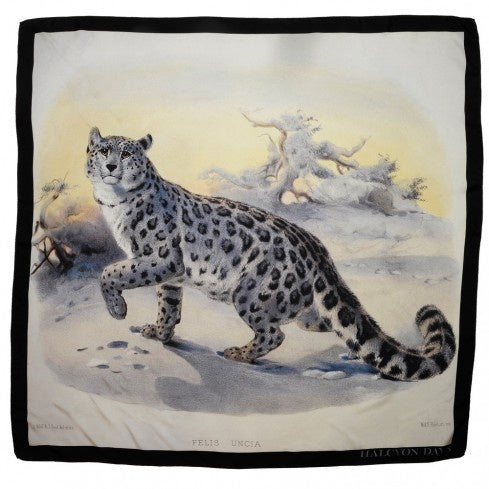Halcyon Days - Snow Leopard Silk Scarf 120cm X 120cm