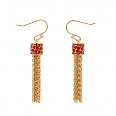 Halcyon Days - Salamander Tassel Red & Gold Earrings