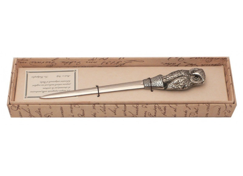 Coles Stationery Pewter Letter Opener Owl Design