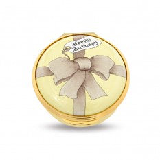Halcyon Days - Happy Birthday - Yellow Enamel Box