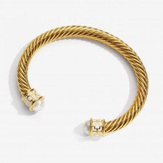 Halcyon Days - Maya Torque Bangle - Cream/Gold