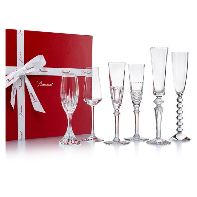 Baccarat - Bubble Box - Set of 6 Assorted Champagne Glasses