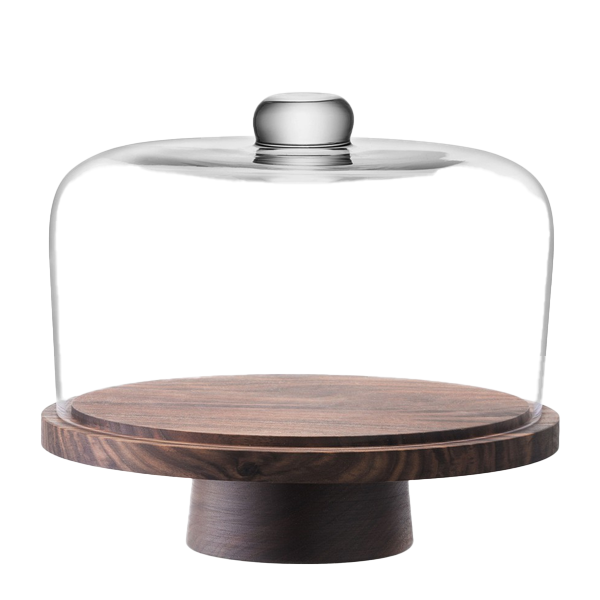 LSA - City Dome & Walnut Stand H22cm ø26cm Clear