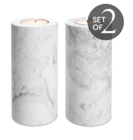 Eichholtz - Tealight Holder Tobor White Marble Large