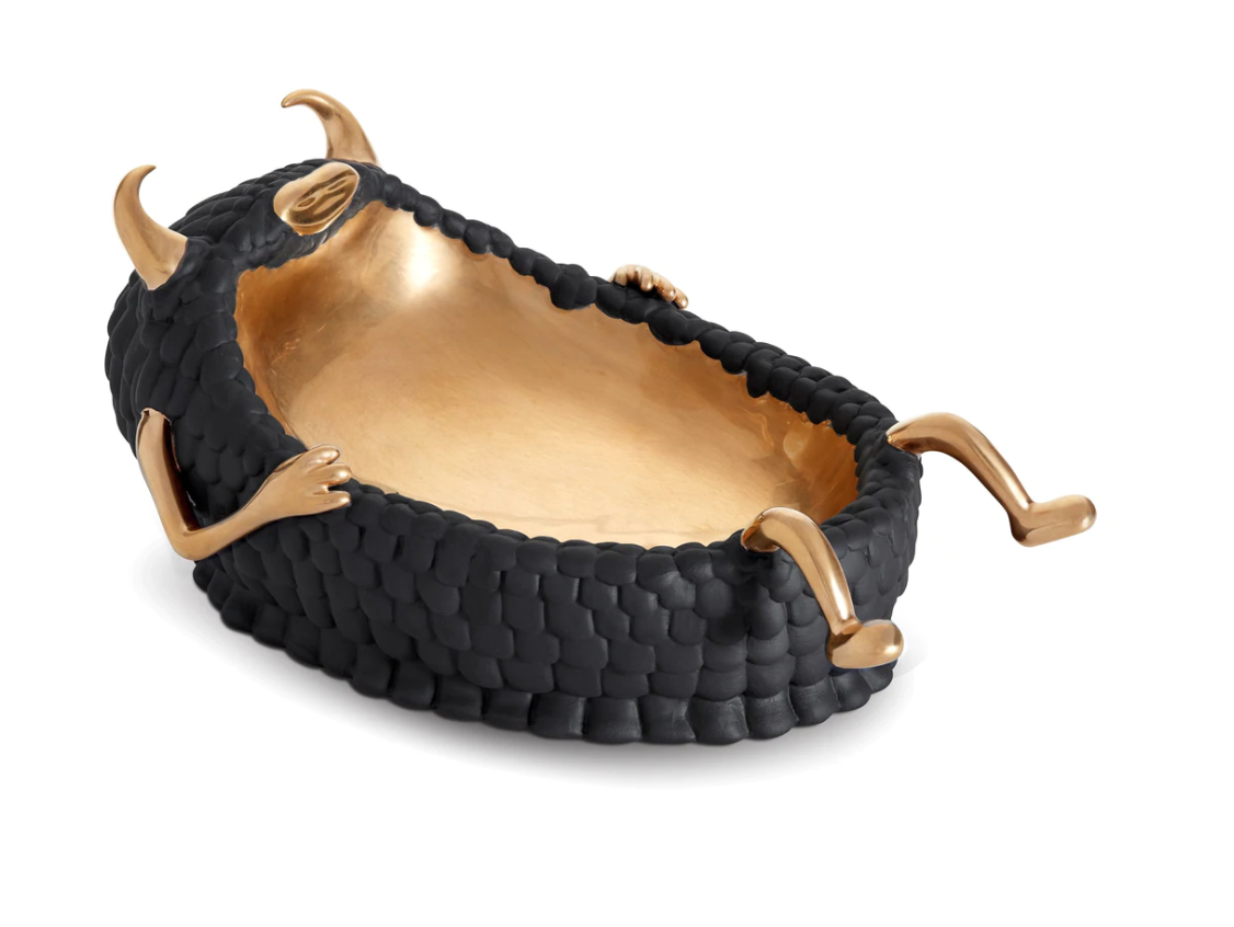 L'Objet - Haas Lazy Susan Catchall Tray Black+Gold