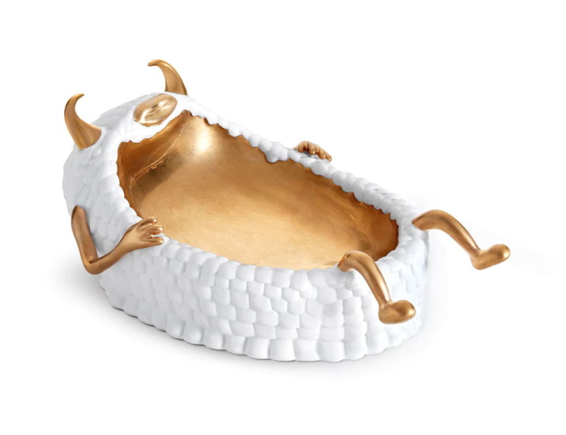 L'Objet - Haas Lazy Susan Catchall Tray White+Gold