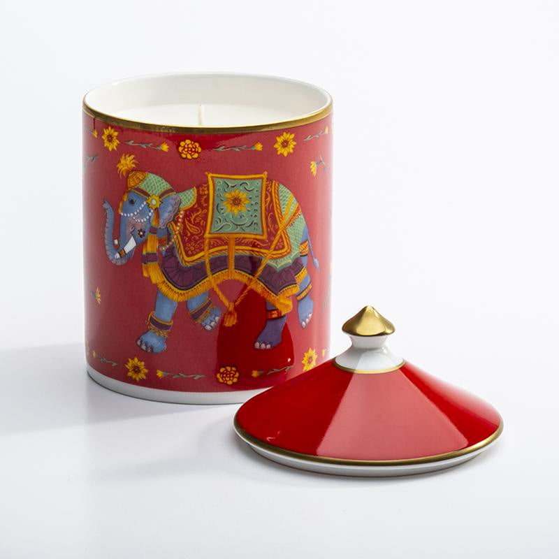 Halcyon Days - Lidded Candle - Ceremonial Indian Elephant - Rose
