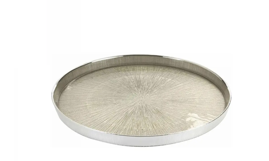 Argenesi - Glass Tray Luce 39cm w/6 glass - Pearl White
