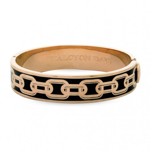 Halcyon Days - Chain Design Bangle - 13mm Black/Rose Gold