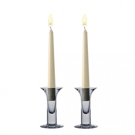 Dartington - Crystal Appledore Candlesticks Pair With Candles
