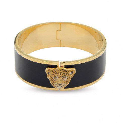 Halcyon Days - Magnificent Leopard Head Bangle Black/gold