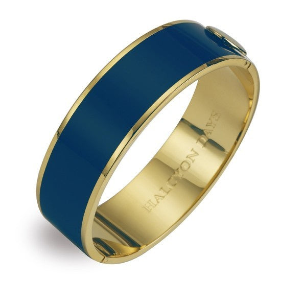 Halcyon Days - Plain Bangle - 2cm Blue & Gold
