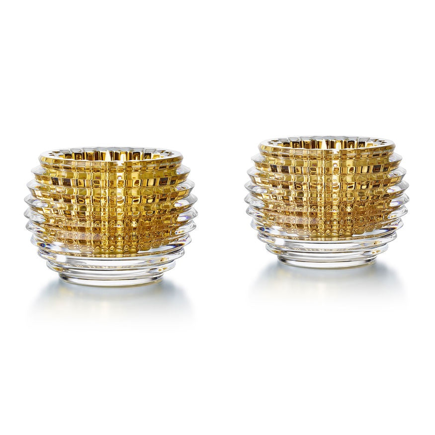 Baccarat - The Eye Votive - Gold Candle Holder Pair