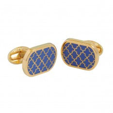 Halcyon Days - Agama Rectangular Deep Cobalt Gold Cufflinks