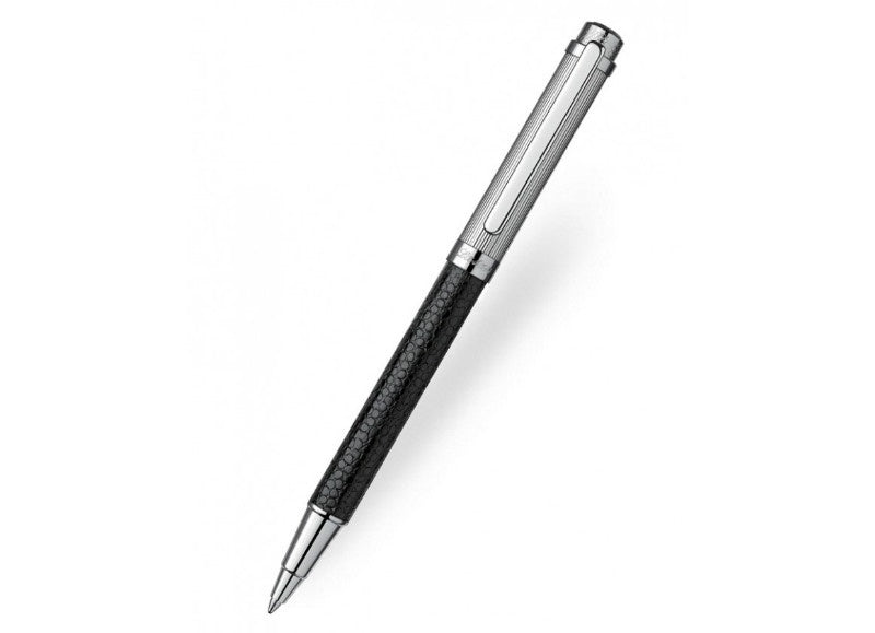 Coles Stationery - Laban Silver And Black Leather Ballpoint Pen