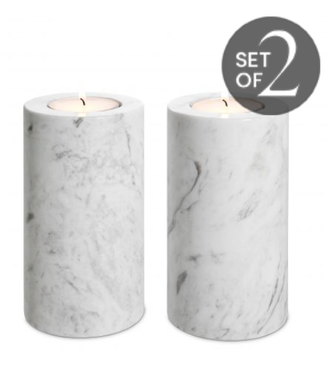 Inside Story Selection - Eichholtz - Tealight Holder Tobor White Marble Medium