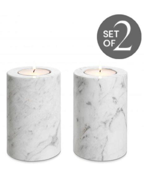 Inside Story Selection - Eichholtz - Tealight Holder Tobor White Marble Small