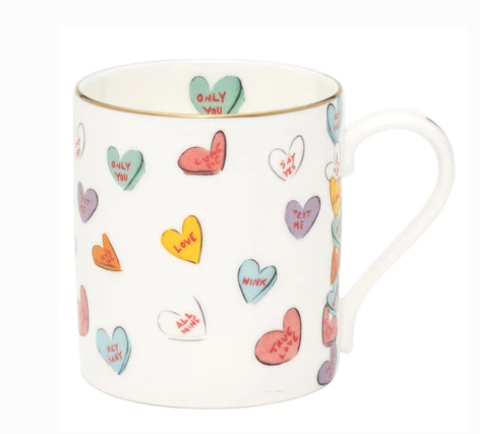 Halcyon Days - Love Hearts Mug White - Tug Rice