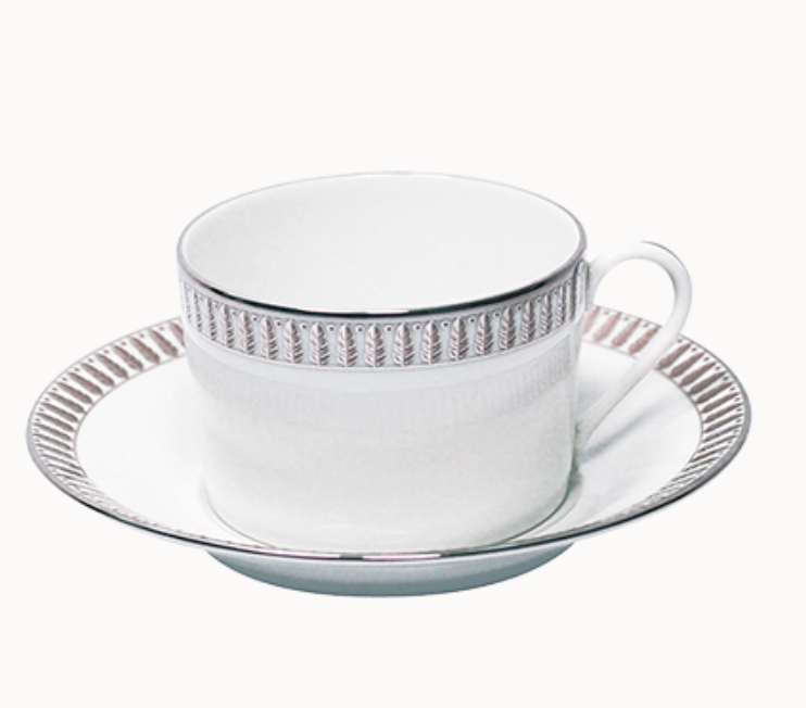 Haviland - Tea Cup Set of 4 Plumes Platinum