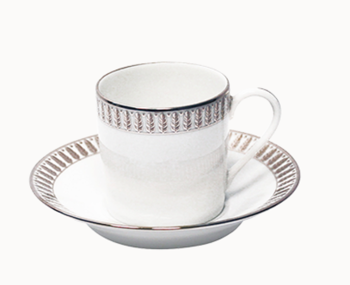 Haviland - Coffee Cup Set of 4 Plumes Platinum