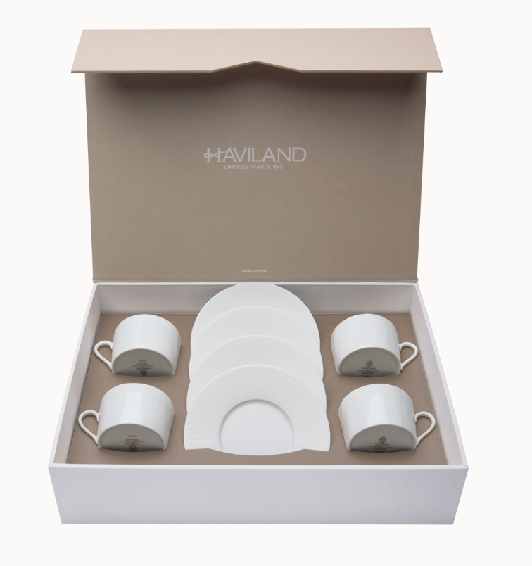 Haviland - Tea Cup Set of 4 Blanc Diamant Infini