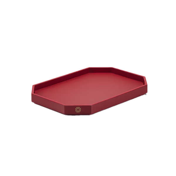 Baccarat - Octogone Tray - Red Lacquer 23 x 33cm