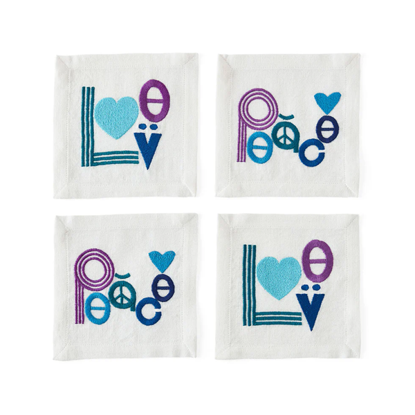 Jonathan Adler - Love & Peace Cocktail Napkins - Set of 4