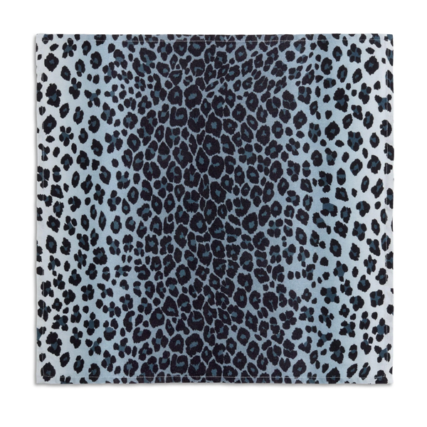 L'Objet - Linen Sateen Napkin 20x20  (s/4) - Leopard-Blue