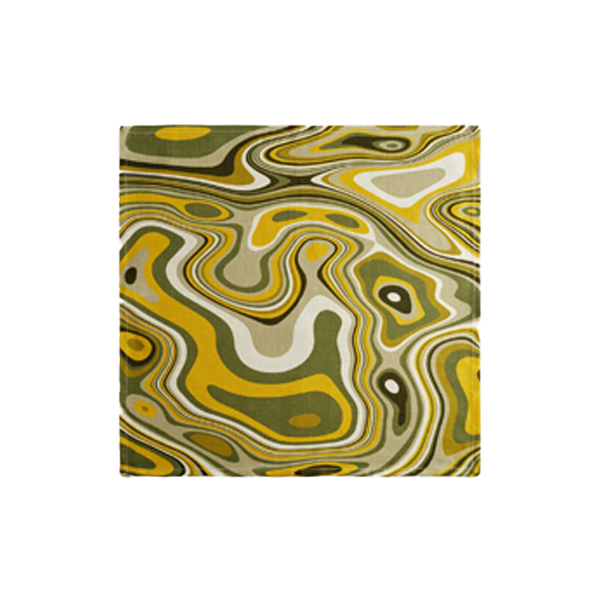 L'Objet - Linen Sateen Napkin 20x20 - Waves Green/Yellow