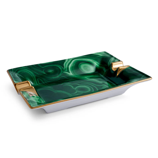 L'Objet - Malachite Ashtray, 18x14x3cm