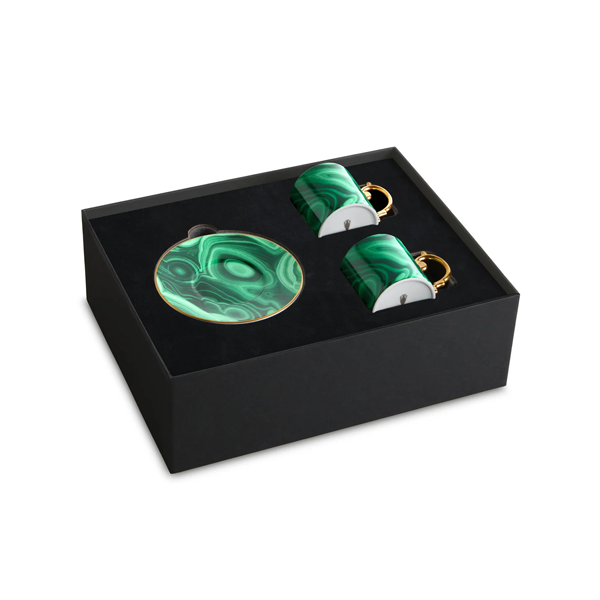 L'Objet - Malachite Espresso Cup + Saucer (Gift Box of 2)