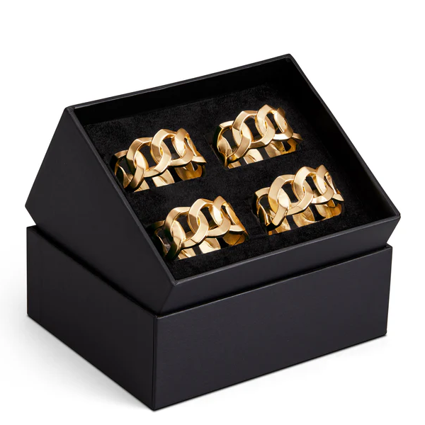 L'Objet - Cuban Link Napkin Rings  S/4 Gold