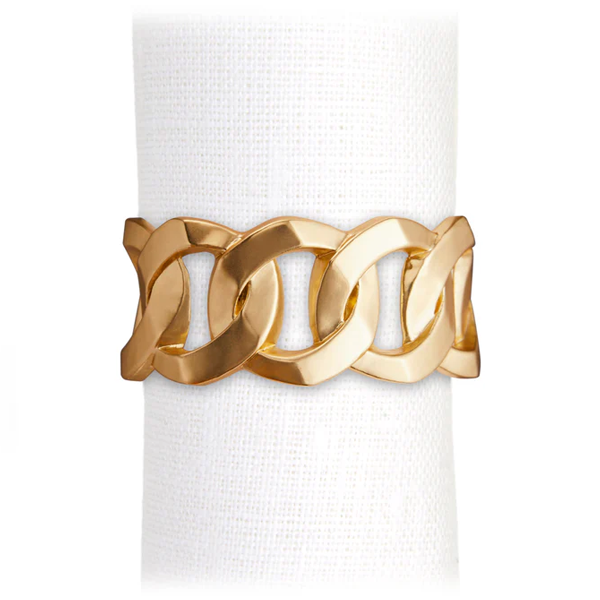 L'Objet - Cuban Link Napkin Rings  S/4 Gold