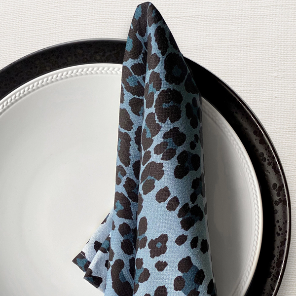 Shop the LObjet Linen Sateen Napkin Leopard Blue