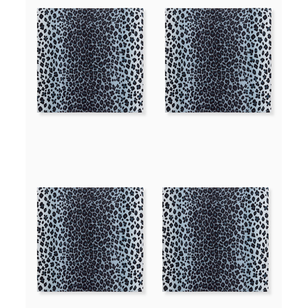 L'Objet - Linen Sateen Napkin 20x20  (s/4) - Leopard-Blue