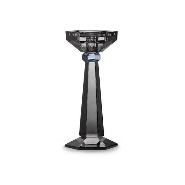 Pozzi Milano - Crystal Candle Holder H23cm - Smoke Grey