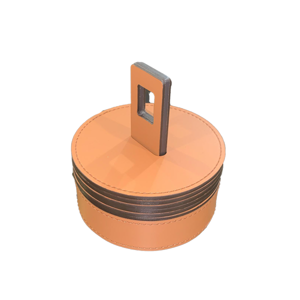 Rudi - Nautilus Coaster Holder With 6 Coasters, Cognac