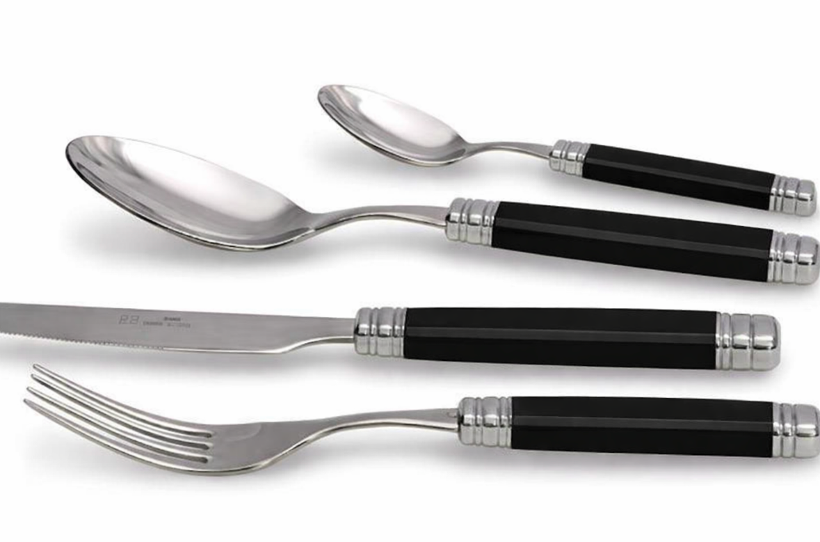 Pozzi Milano - 24 Piece Rossini Gift Box with Cutlery Set - Black Rivadossi