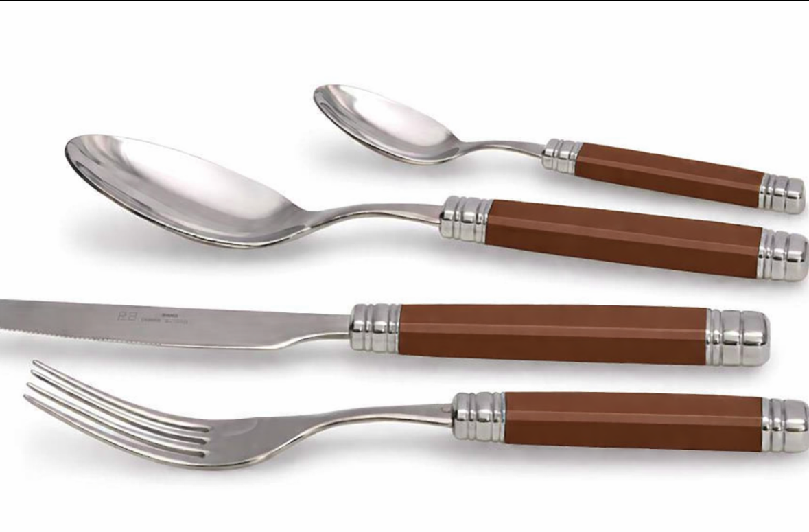 Pozzi Milano - 24 Piece Rossini Gift Box with Cutlery Set - Brown Rivadossi